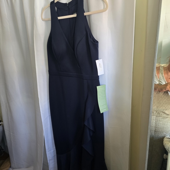 Chic Asymmetrical Navy Dress - Picture 1 of 5